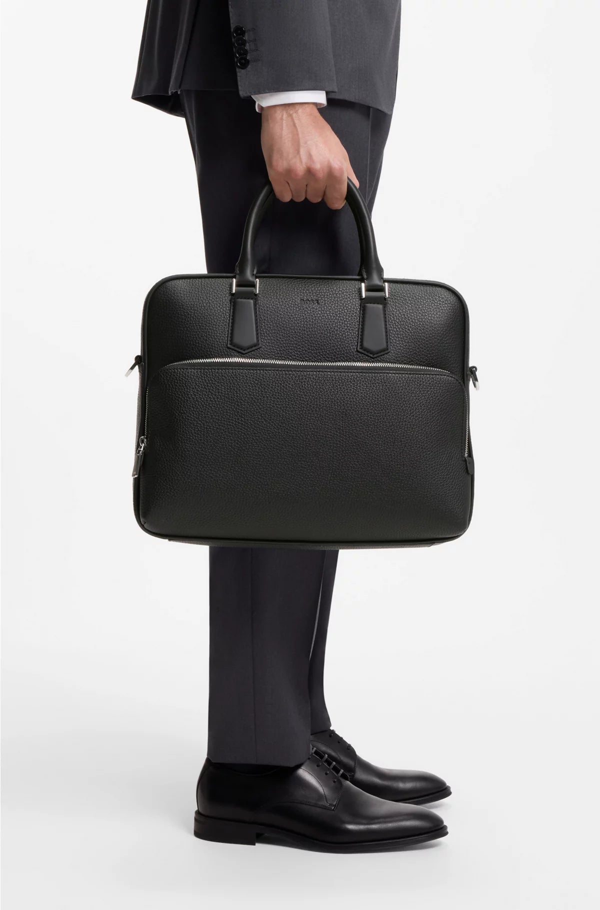 GRAINED ITALIAN-LEATHER DOCUMENT CASE WITH EMBOSSED LOGO