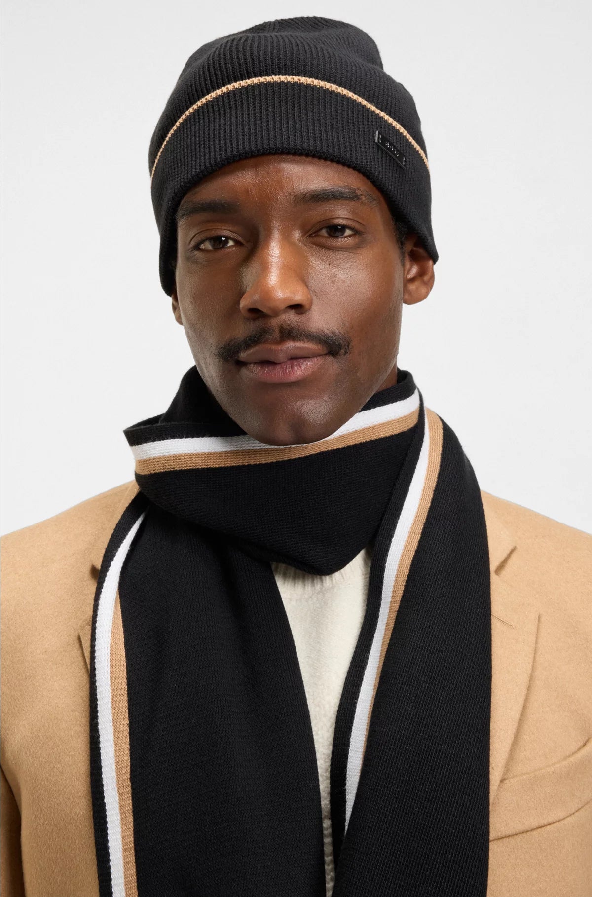 HAT AND SCARF GIFT SET WITH STRIPE DETAILS